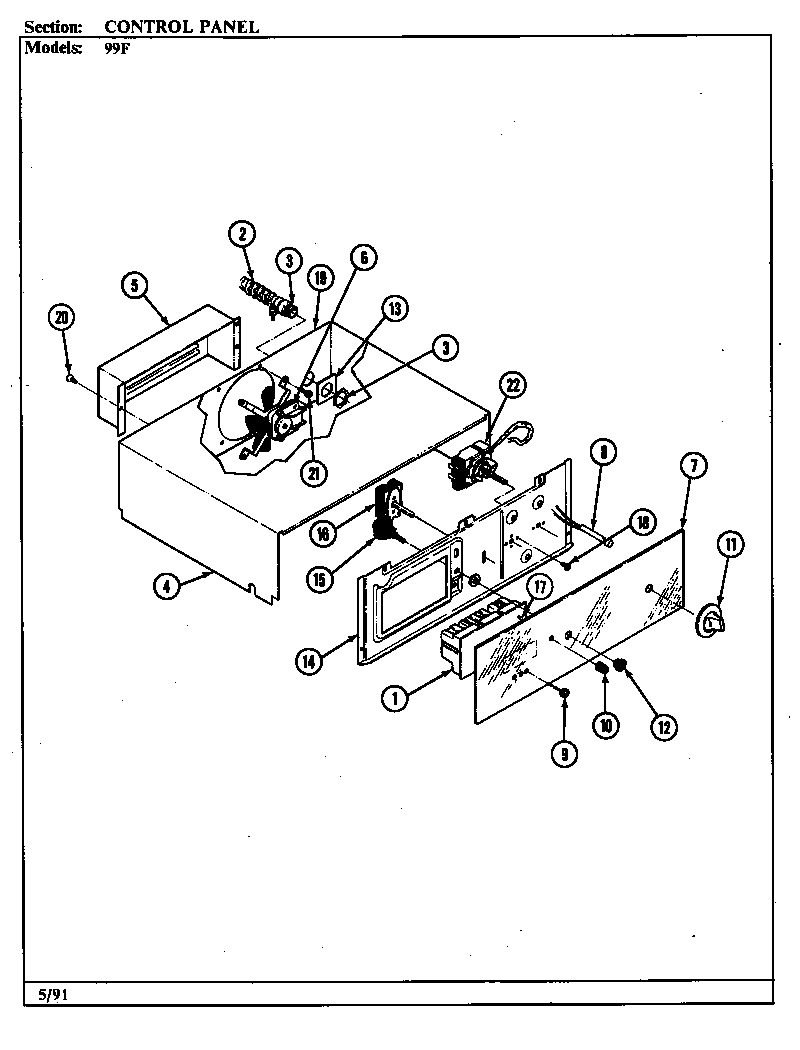 Magic Chef 99FN-4EVW control panel diagram