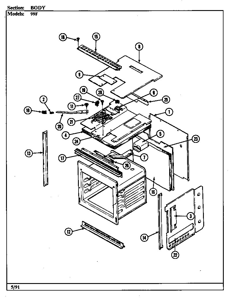 Magic Chef 99FN-4EVW body diagram