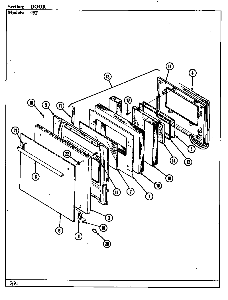 Magic Chef 99FN-4EVW door diagram