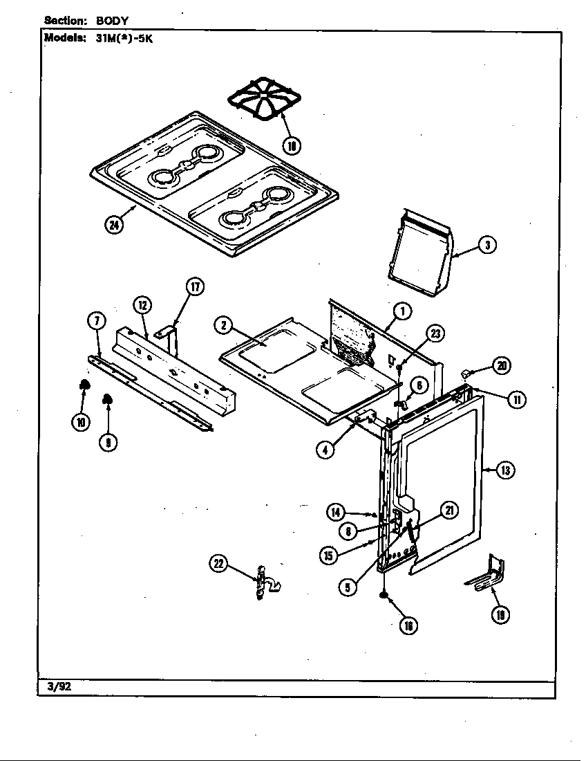 Magic Chef 31MA-5KV body diagram