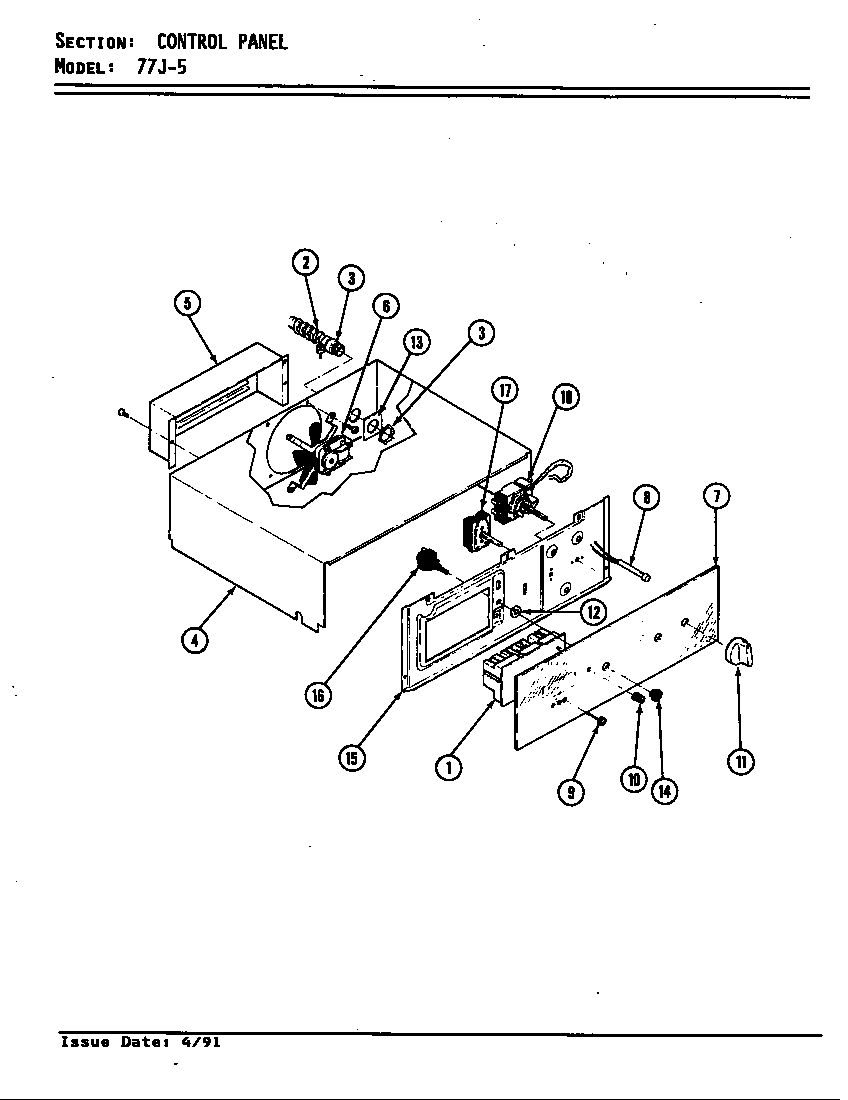 Magic Chef 77JN-5EVWM control panel diagram
