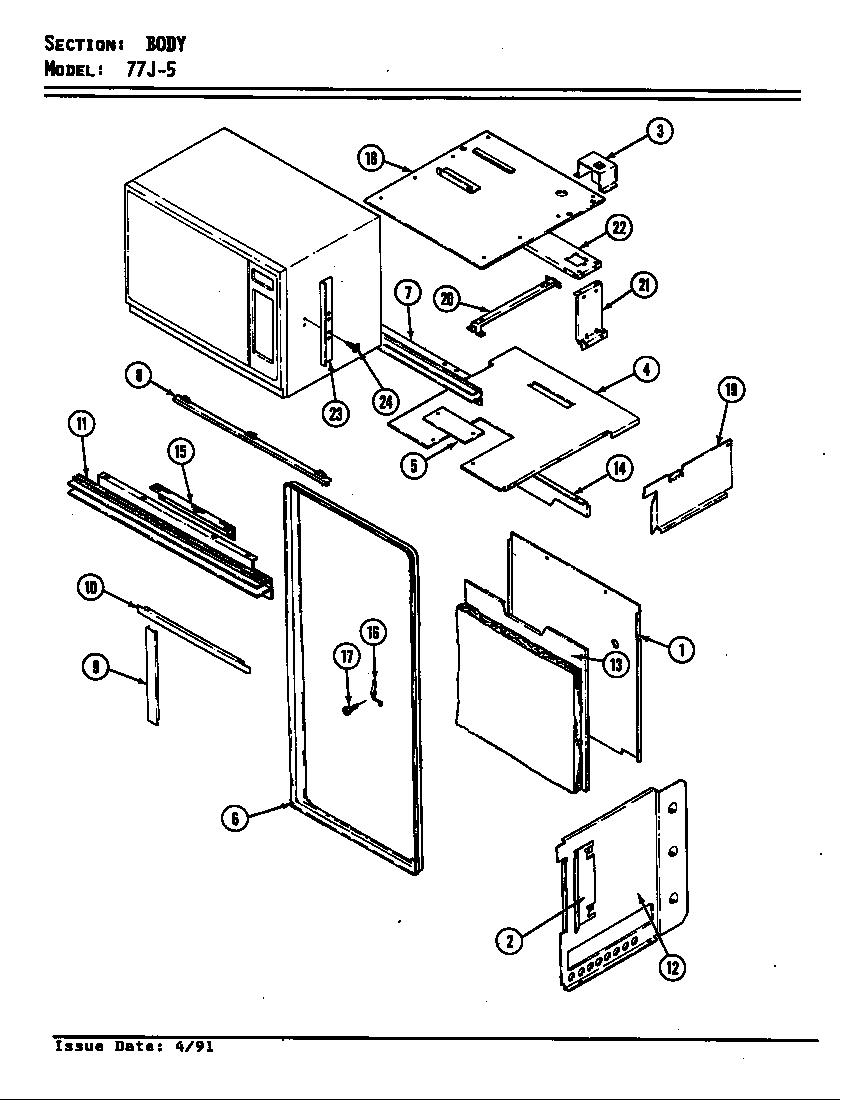 Magic Chef 77JN-5EVWM body diagram