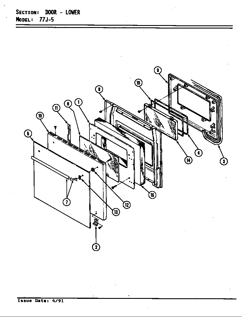 Magic Chef 77JN-5EVWM door diagram