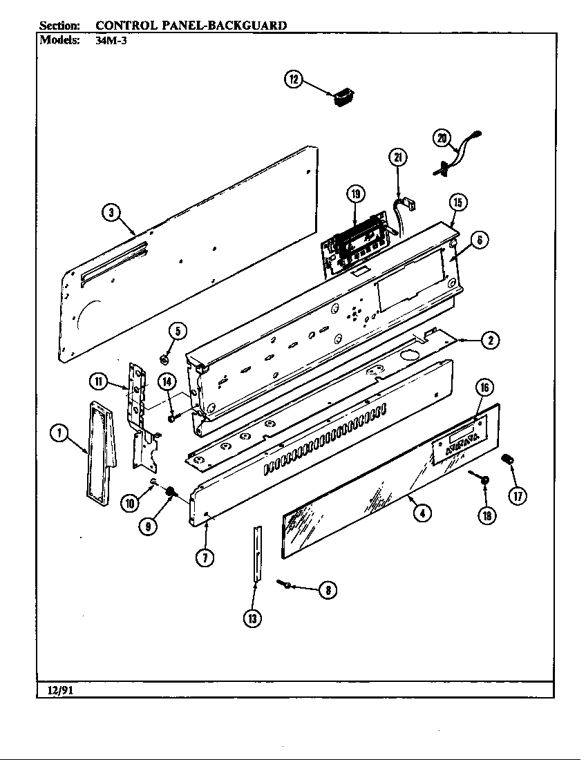 Magic Chef 34MA-3TKXW-ON control panel diagram
