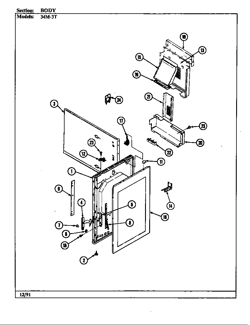 Magic Chef 34MA-3TKXW-ON body diagram