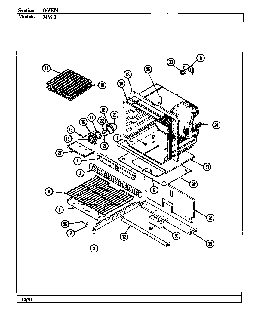 Magic Chef 34MA-3TKXW-ON oven diagram
