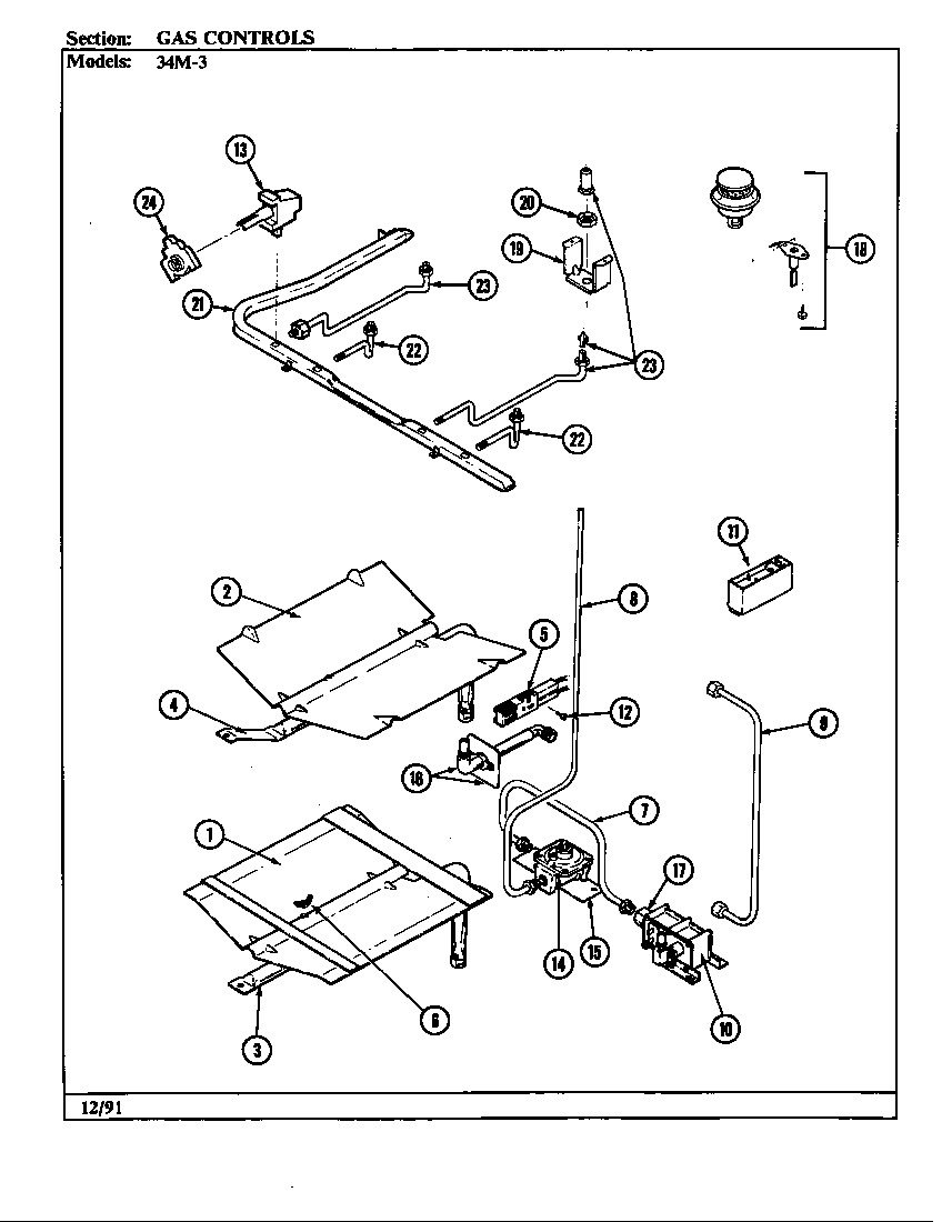 Magic Chef 34MA-3TKXW-ON gas controls diagram