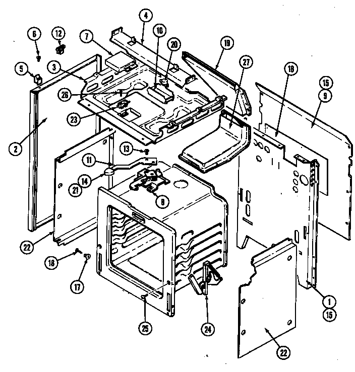 Magic Chef 3422PRA body diagram