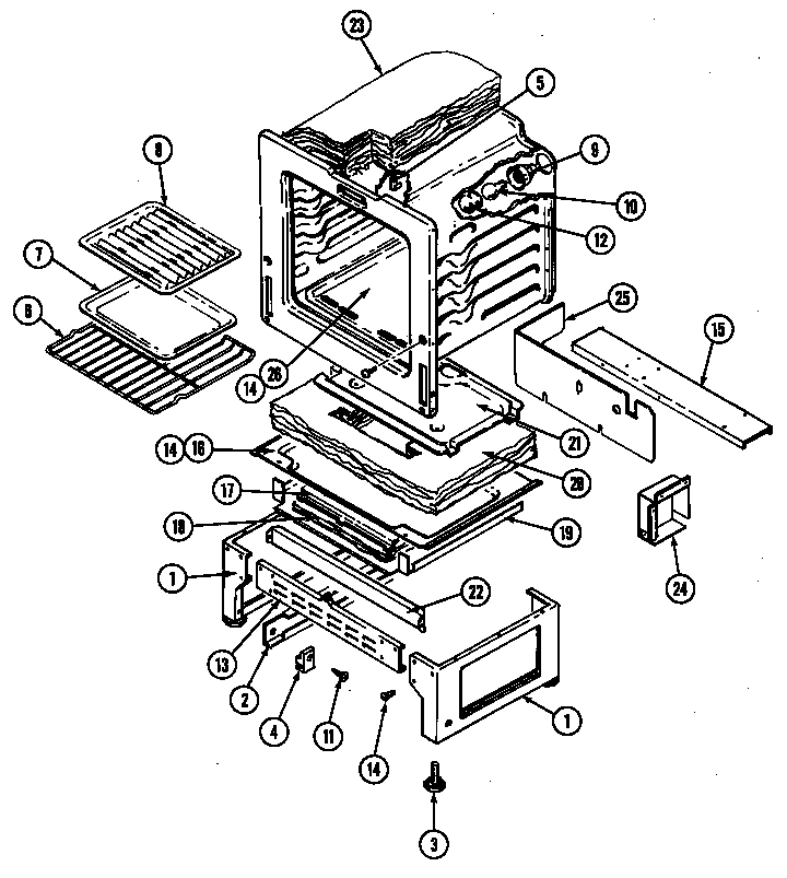 Magic Chef 3422PRA oven/base diagram