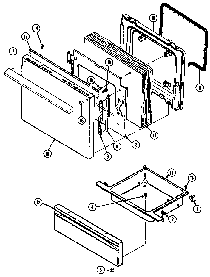 Magic Chef 3422PRA door/drawer diagram