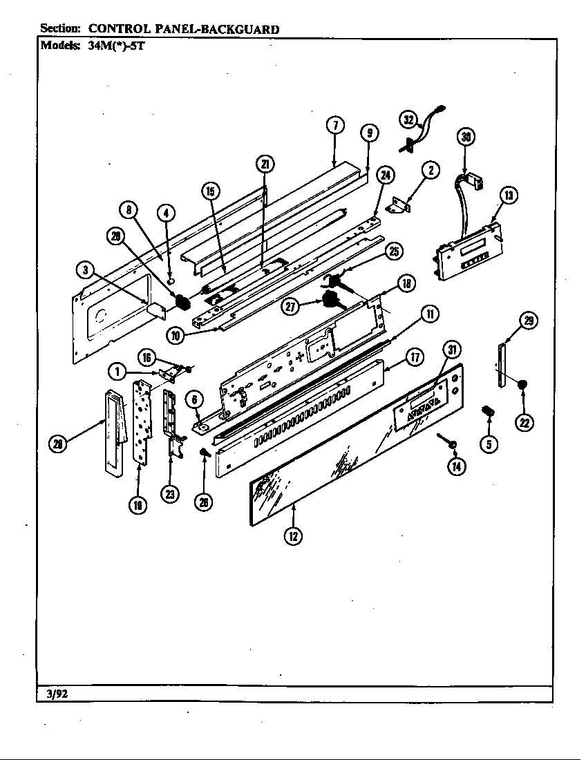 Magic Chef 34MA-5TKVW-EV control panel (34m*-5tkvw) (34ma-5tkvw) (34mn-5tkvw) diagram