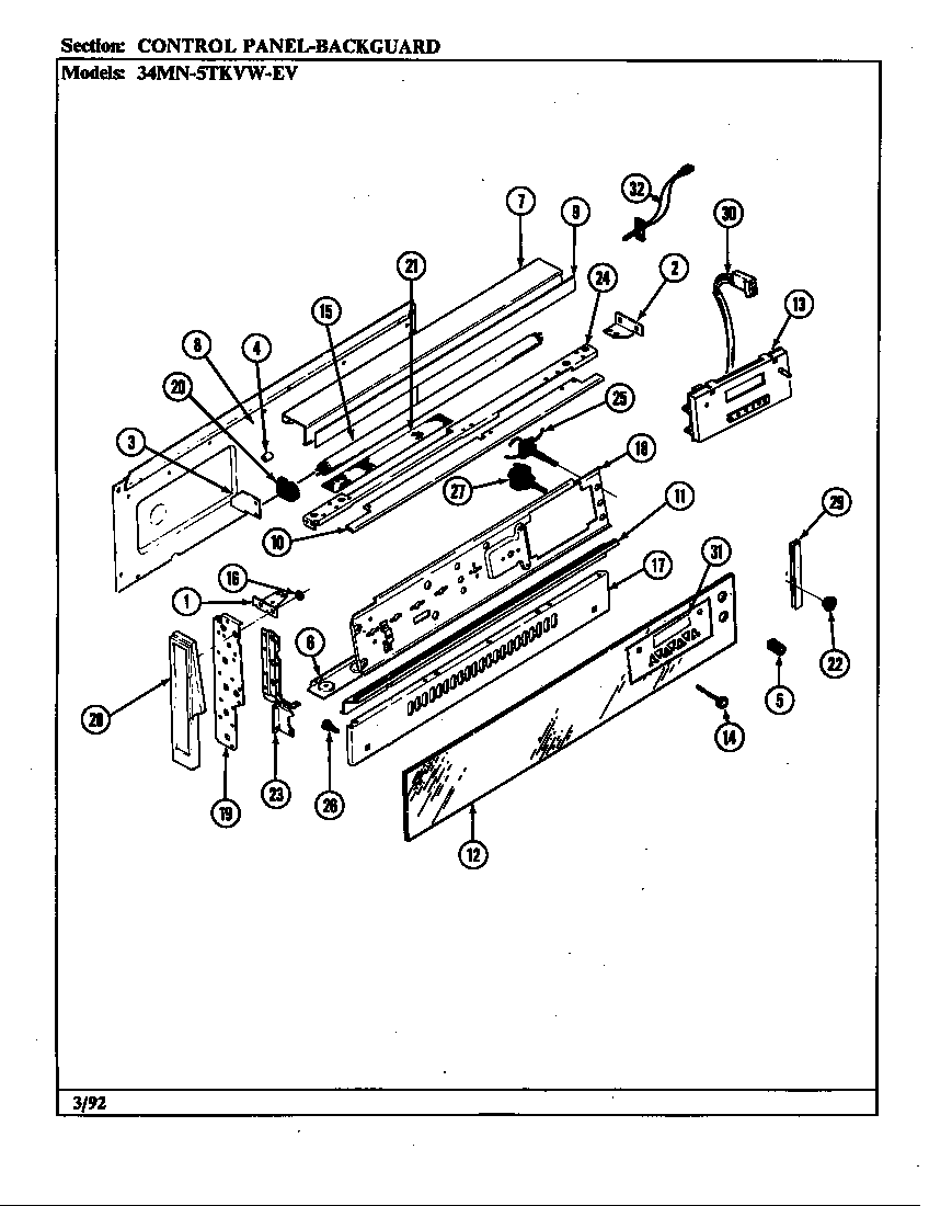 Magic Chef 34MA-5TKVW-EV control panel (34m*-5tkvw-ev) (34ma-5tkvw-ev) (34mn-5tkvw-ev) diagram