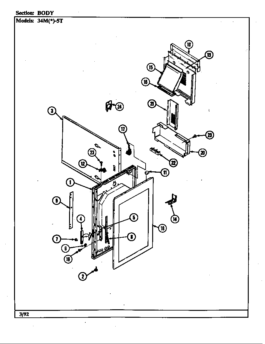 Magic Chef 34MA-5TKVW-EV body diagram