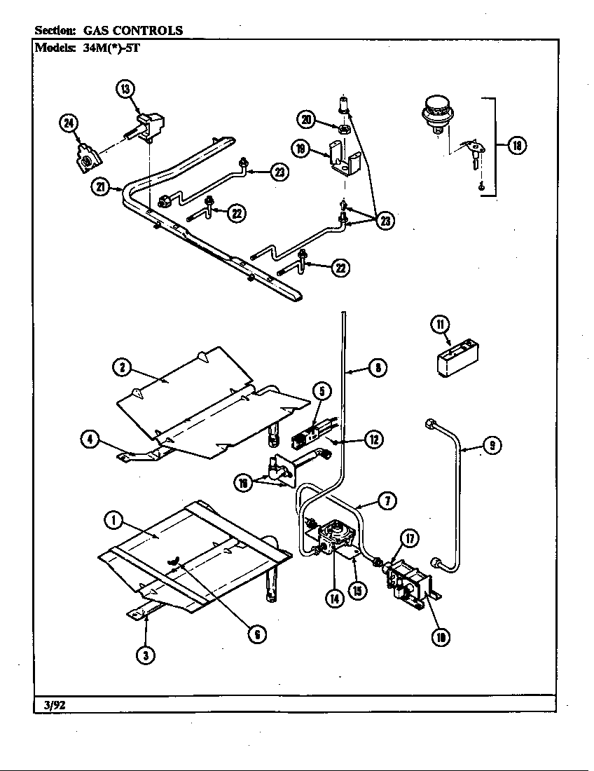 Magic Chef 34MA-5TKVW-EV gas controls diagram