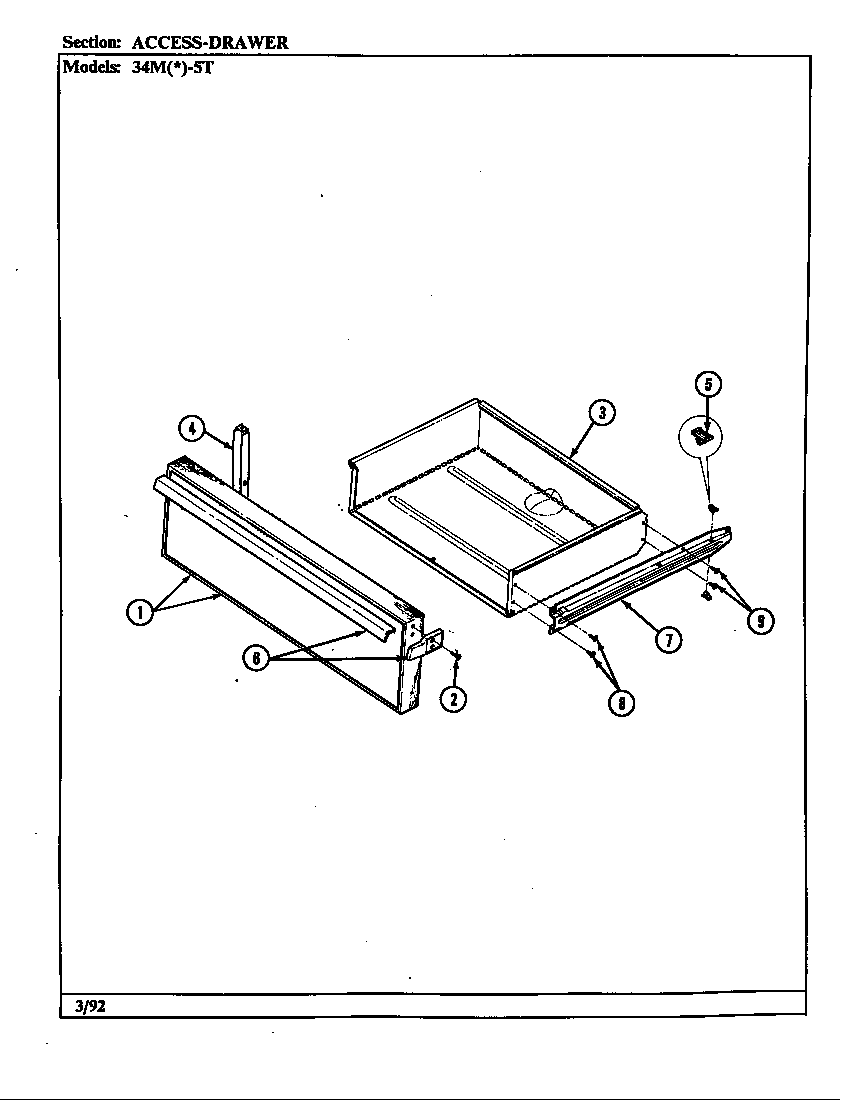 Magic Chef 34MA-5TKVW-EV drawer diagram