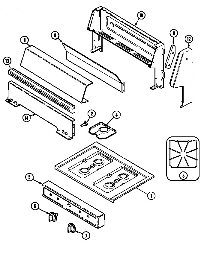 Magic Chef 3110KPW-K top assembly (3110kp*,3110kp*-k) (3110kpa) (3110kpa-k) (3110kpw) (3110kpw-k) diagram