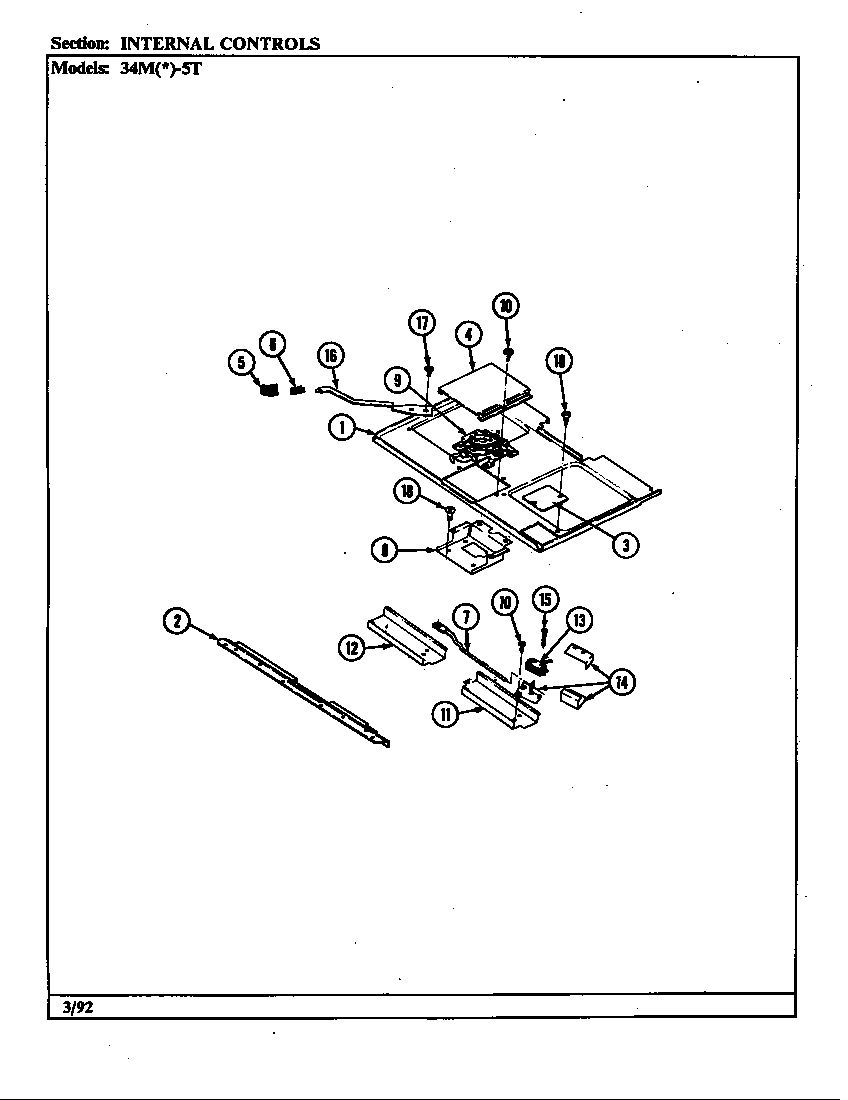 Magic Chef 34MK-5TKXW internal controls diagram