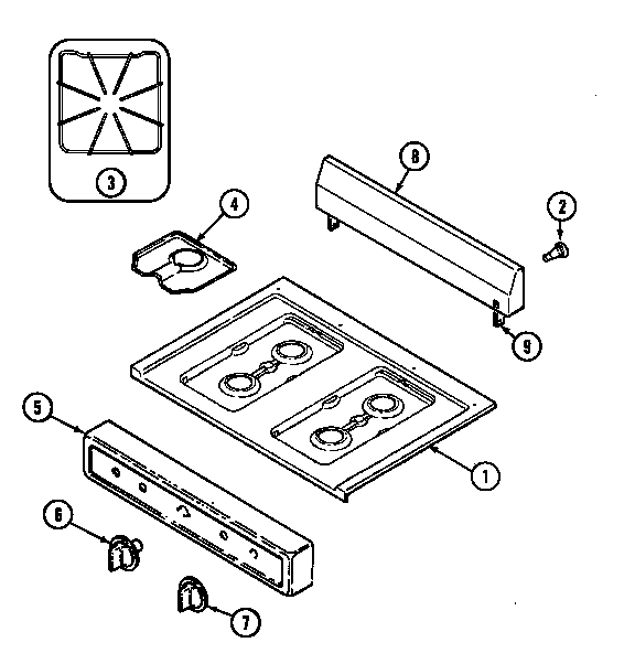 Magic Chef 3100STA-K top assembly (3100pt) (3100pta-k) (3100ptw-k) diagram