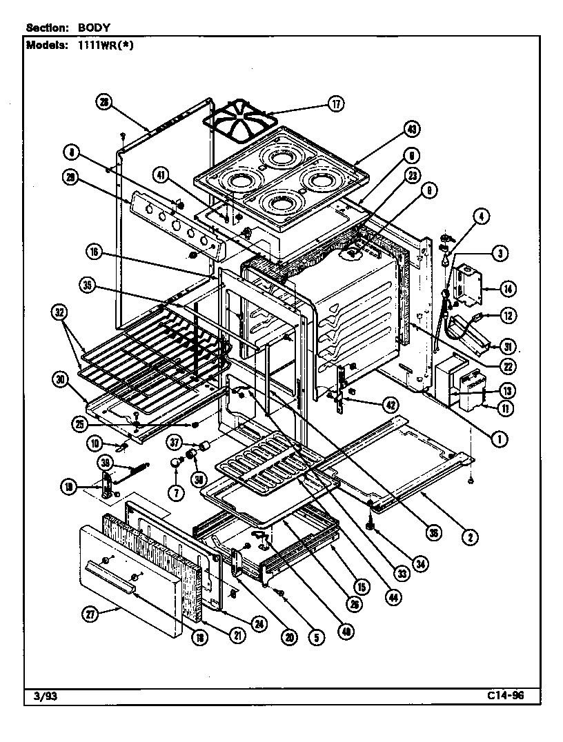 Magic Chef 1111WRW body diagram