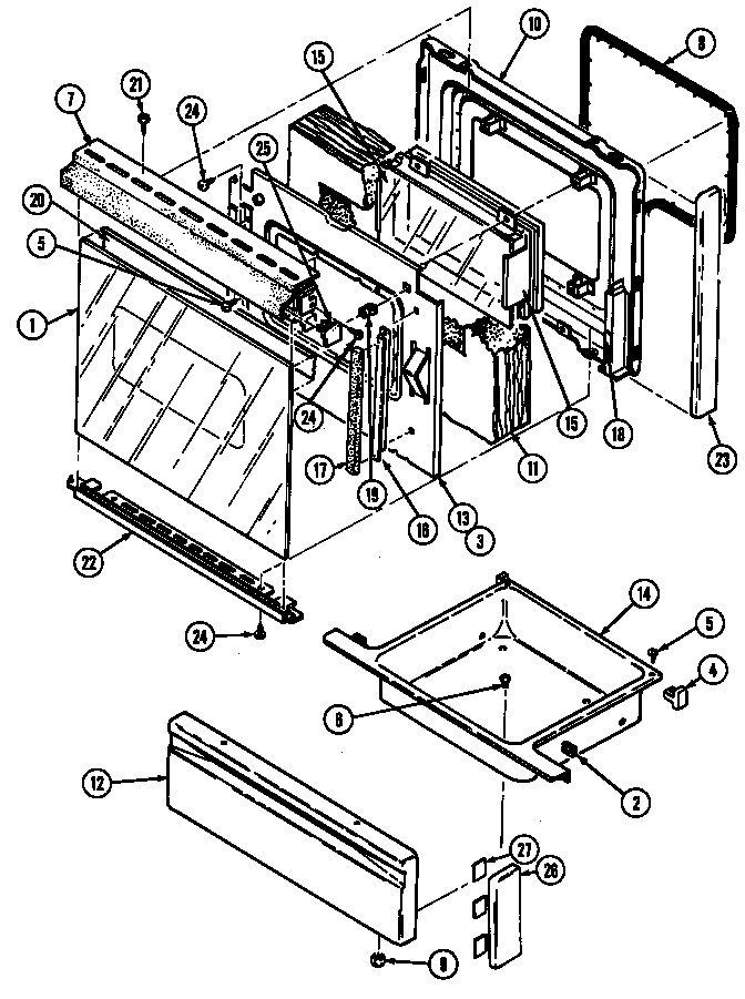 Magic Chef 3468VRV door/drawer (3468xr*) (3468xra) (3468xra-x) (3468xrw) (3468xrw-x) diagram
