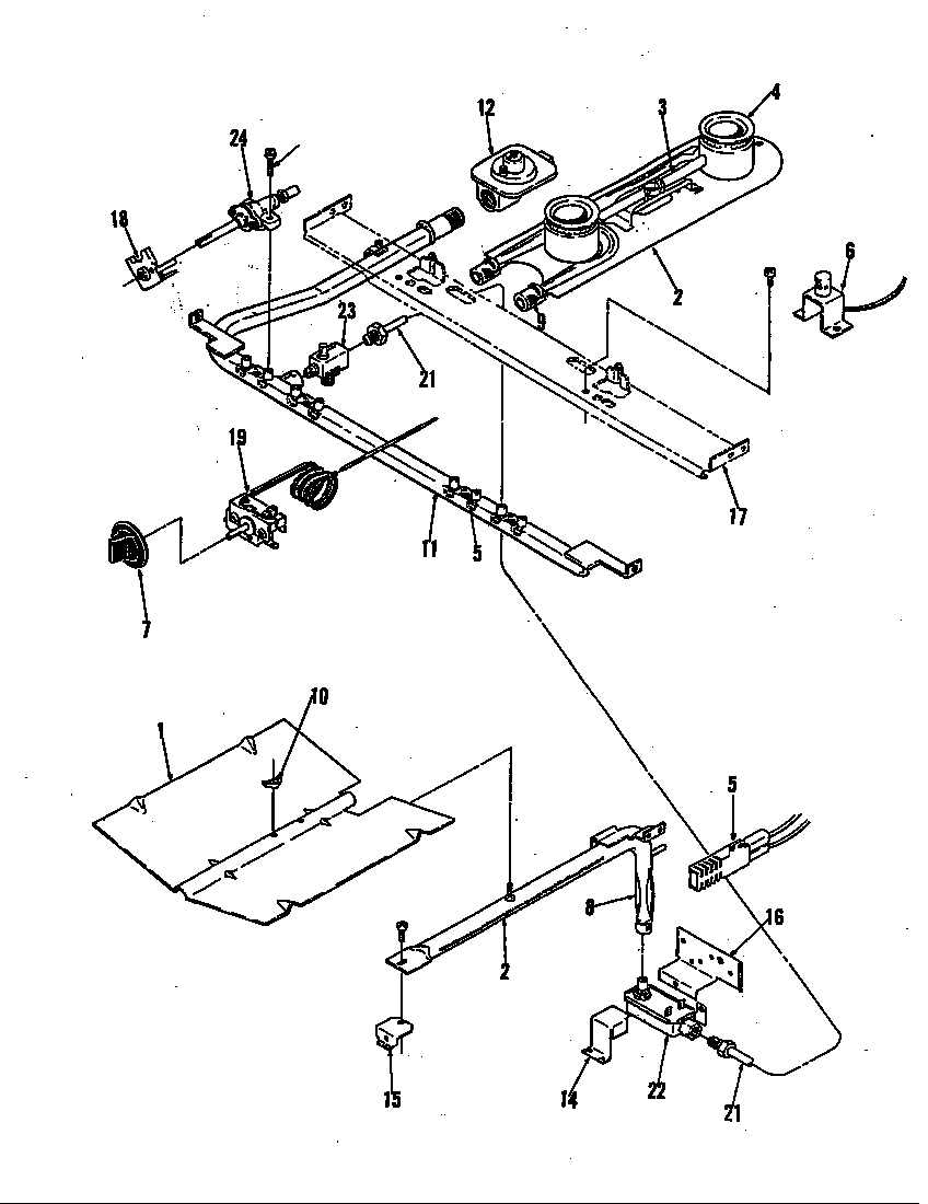 Magic Chef 22FA-6KLXV8 gas controls (lower) diagram