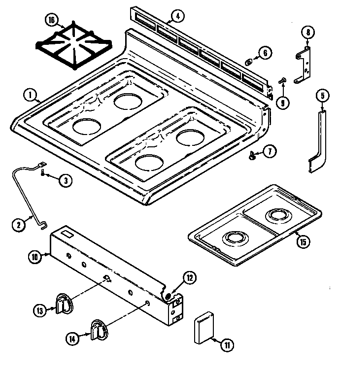 Magic Chef 3121WTV top assembly diagram