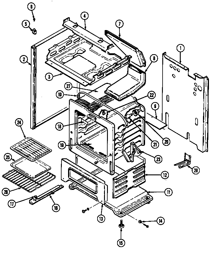 Magic Chef 3121WTV body/oven diagram