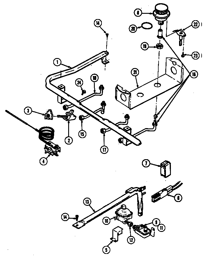 Magic Chef 3187VTA gas controls (electronic) diagram