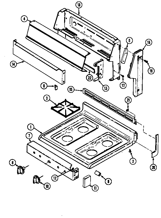 Maytag G3216WRW-M top assembly/control panel diagram