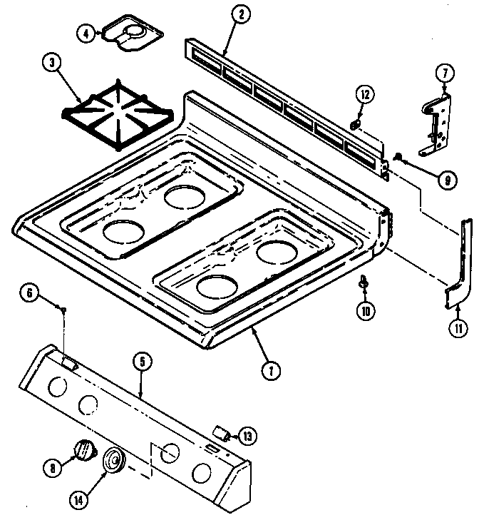 Magic Chef 3488XRA top assembly diagram