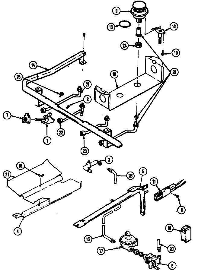 Magic Chef 3488XRA gas controls diagram