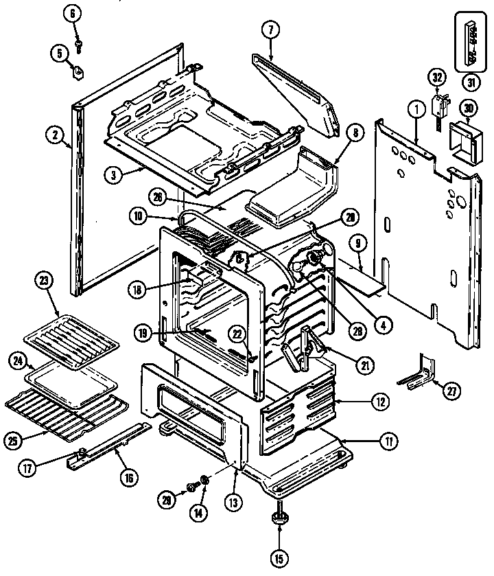 Magic Chef 3147XRA body/oven diagram