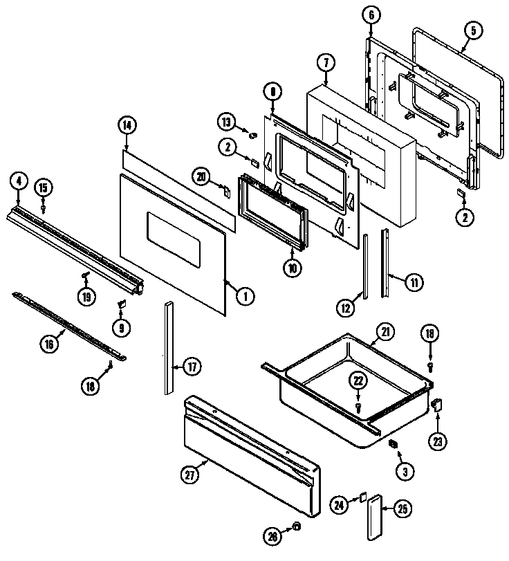 Magic Chef C3888XRA door/drawer diagram