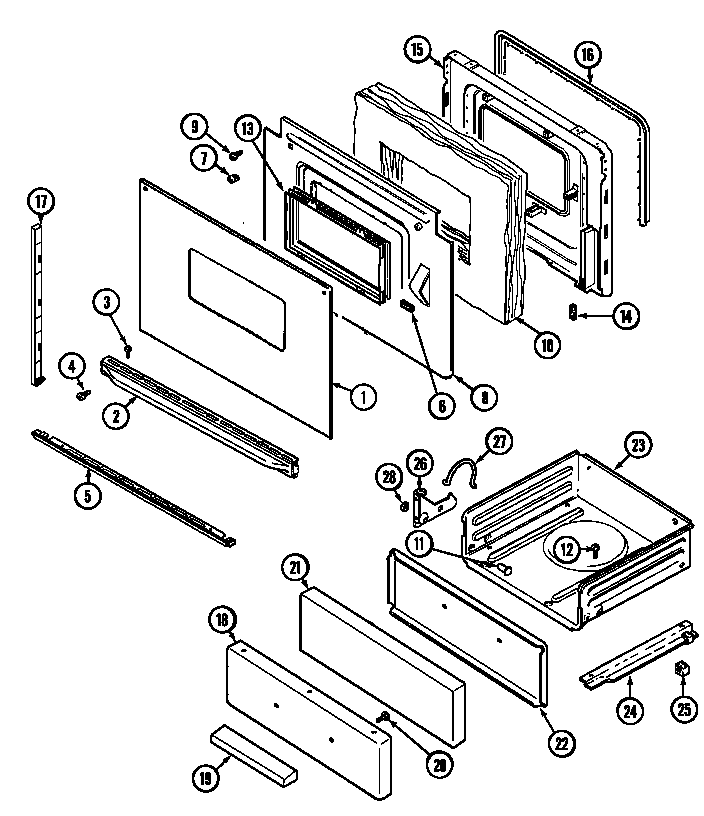 Magic Chef 3221XRS door/drawer (3221xr*) (3221xra) (3221xrs) (3221xrw) diagram