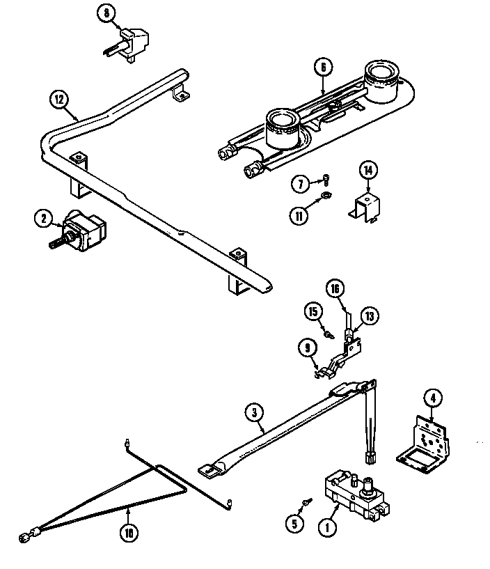 Maytag G3110PRW-M gas controls (g3110pr*-m) (g3110pra-m) (g3110prw-m) diagram