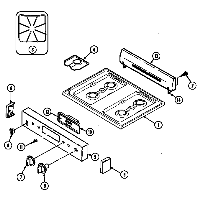 Magic Chef 3201XTA top assembly diagram