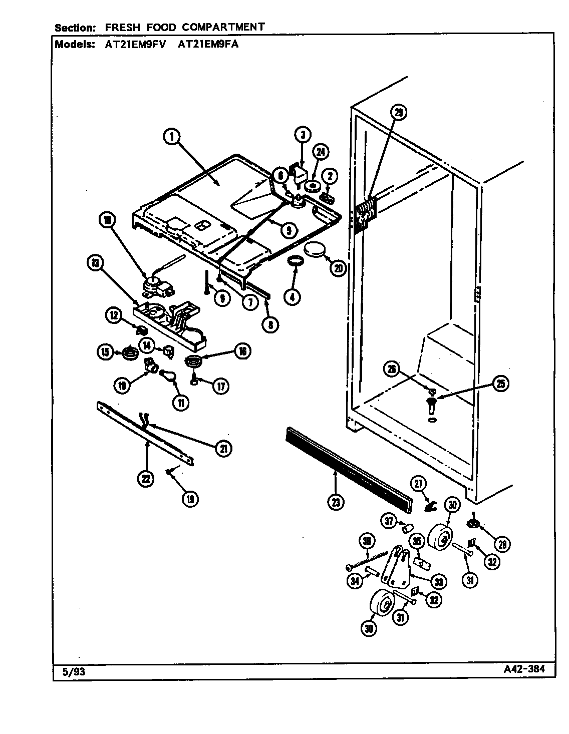 Admiral AT21EM9FV/DA79A fresh food compartment diagram