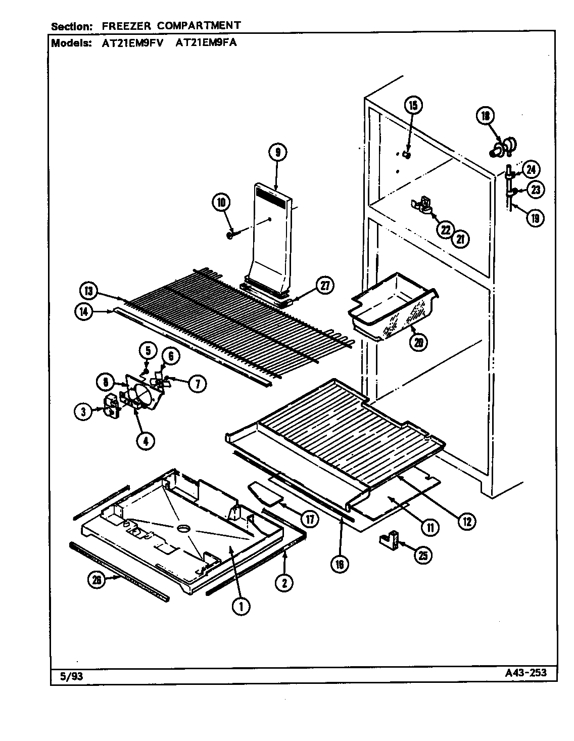 Admiral AT21EM9FV/DA79A freezer compartment diagram