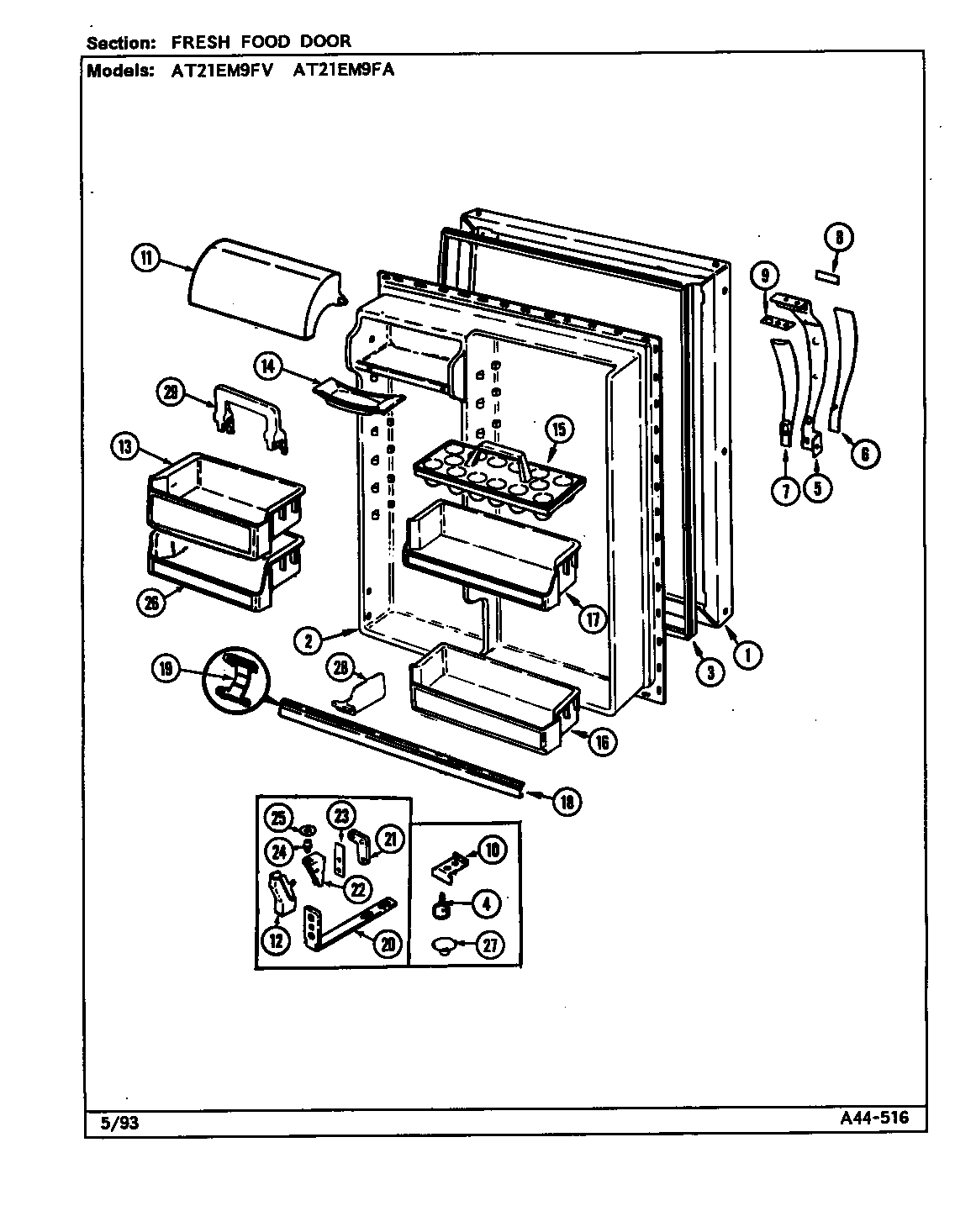 Admiral AT21EM9FV/DA79A fresh food door diagram