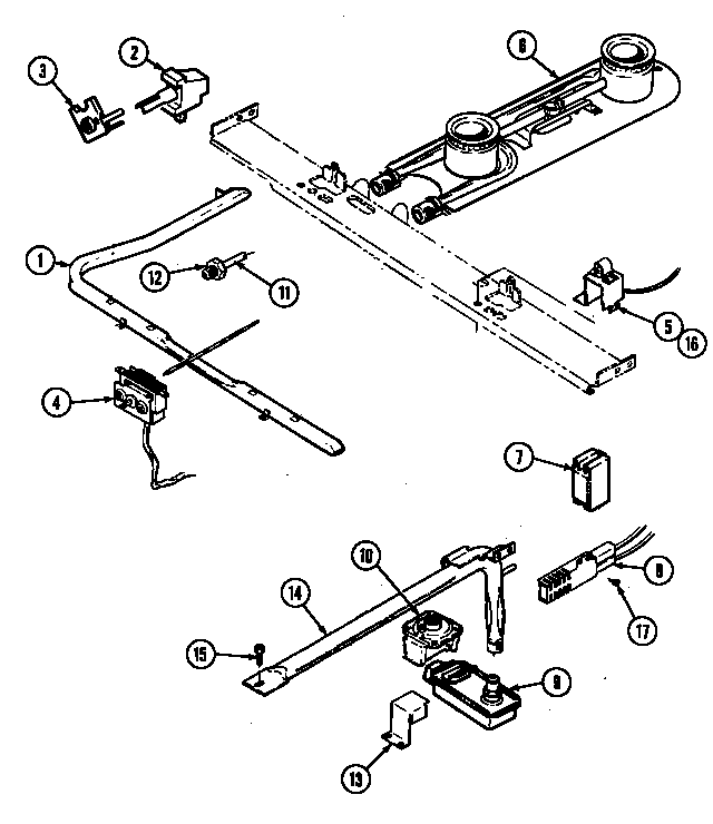 Magic Chef 3241XRA gas controls (electronic) diagram