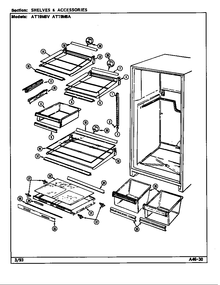 Admiral AT19M8V/DA53A shelves & accessories diagram