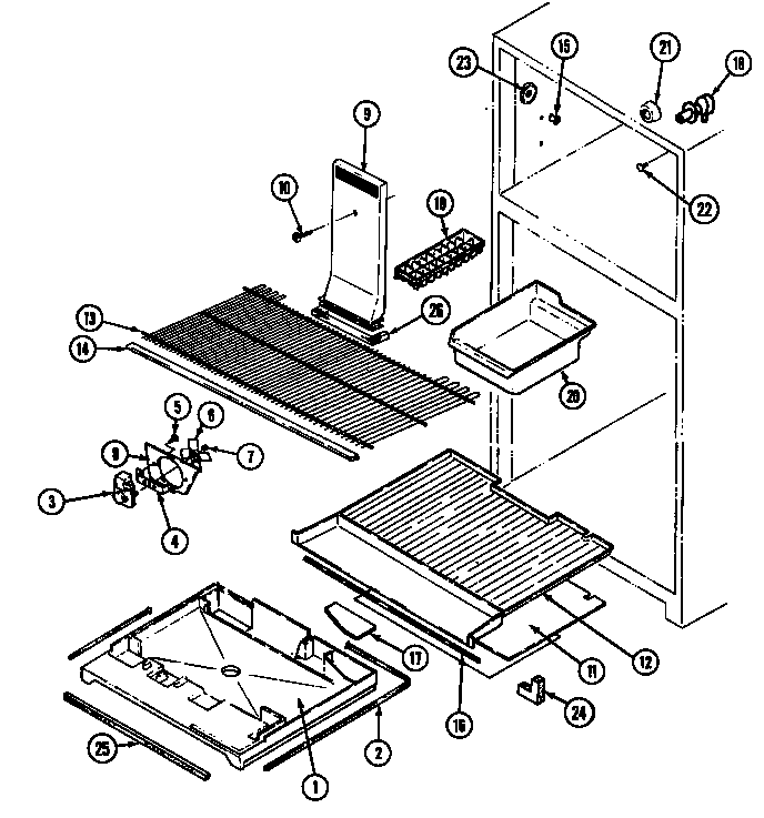 Admiral AT19M8V/DA53A freezer compartment diagram