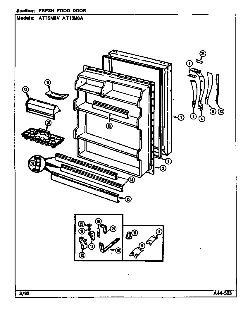 Admiral AT19M8V/DA53A fresh food door diagram