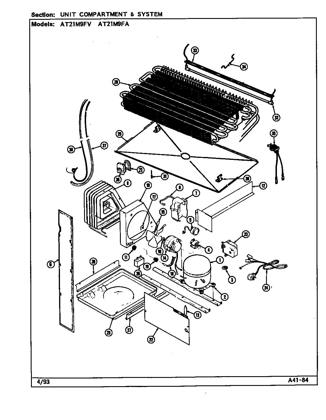 Admiral AT21M9FV/DD63A unit compartment & system diagram
