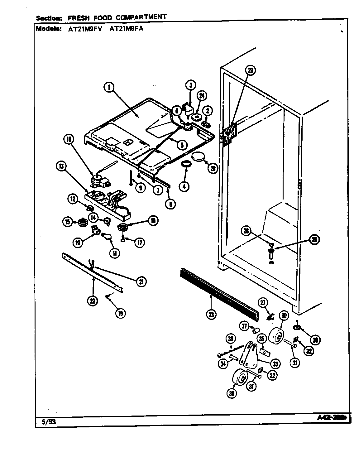 Admiral AT21M9FV/DD63A fresh food compartment diagram
