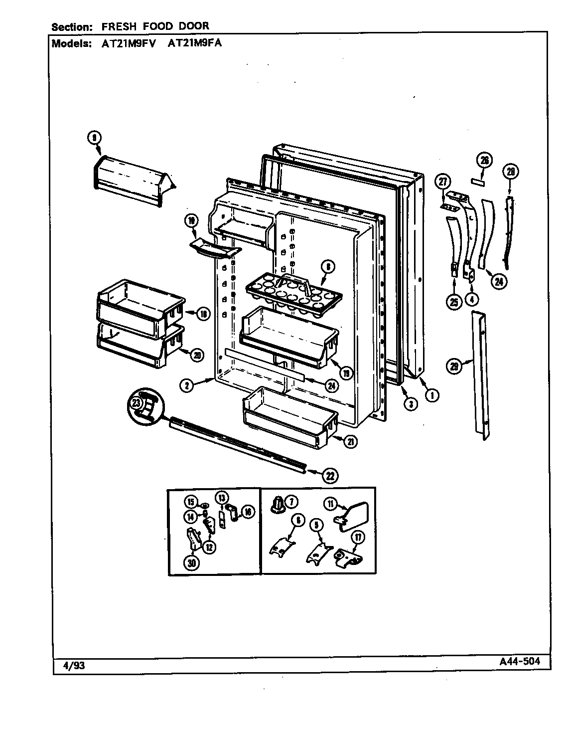 Admiral AT21M9FV/DD63A fresh food door diagram