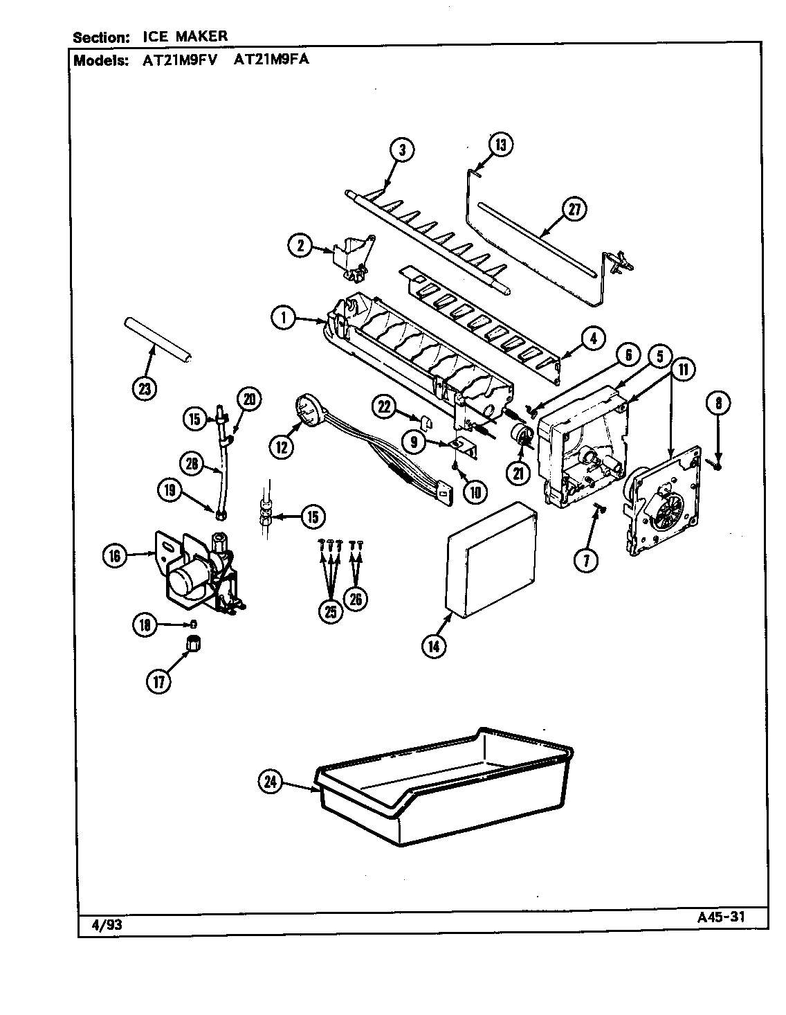 Admiral AT21M9FV/DD63A ice maker diagram