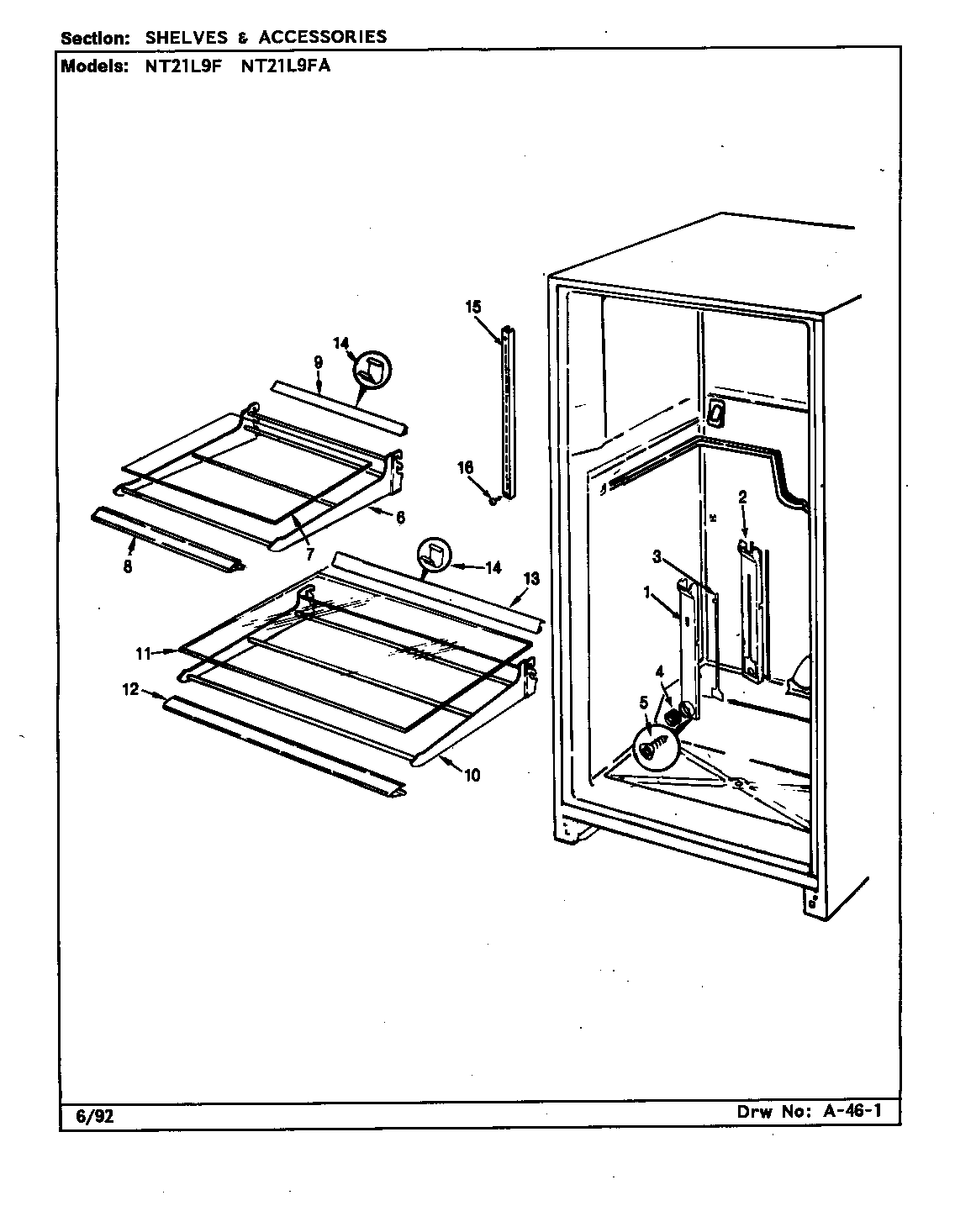 Admiral NT21L9F/BA73C shelves & accessories diagram