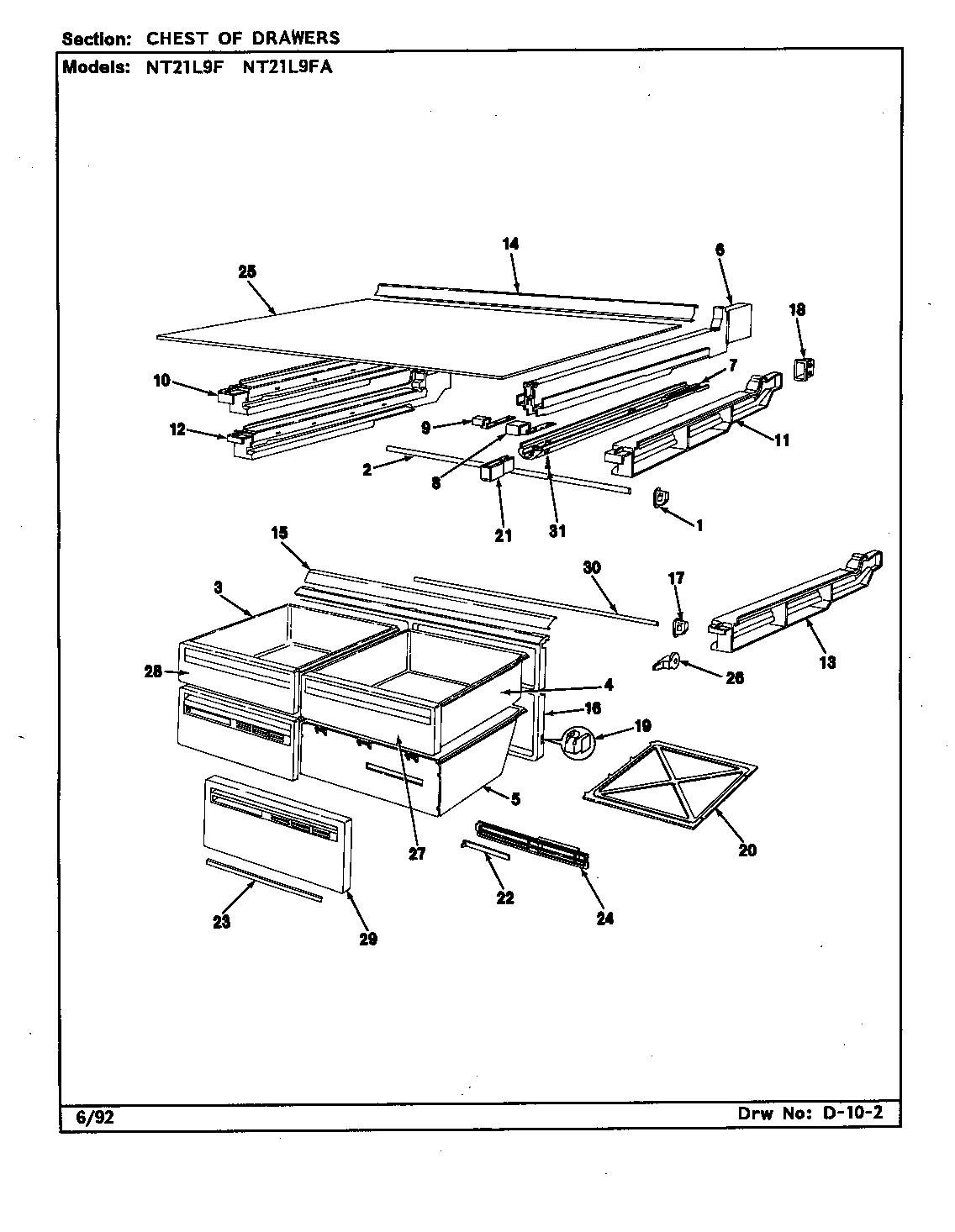 Admiral NT21L9F/BA73C chest of drawers diagram