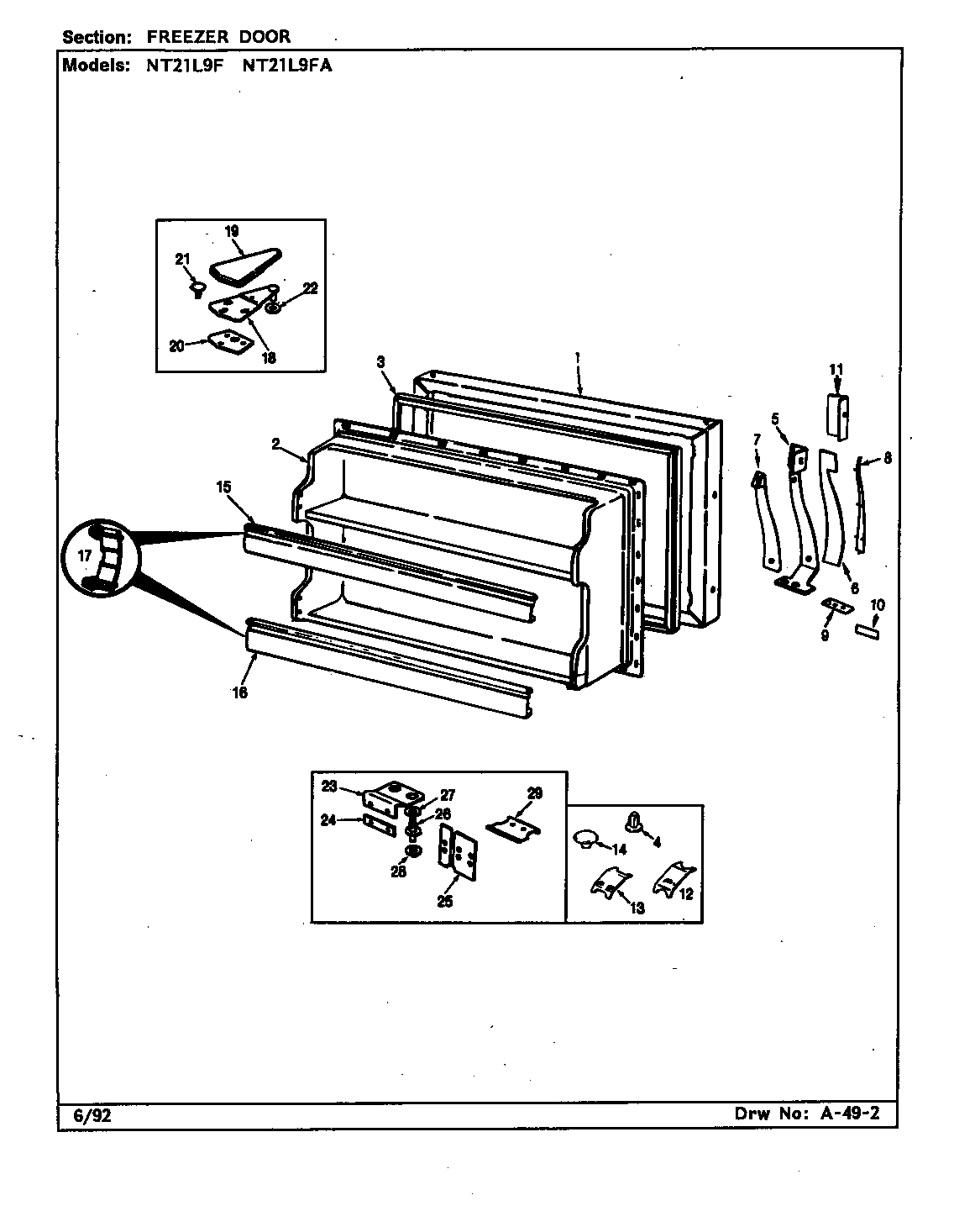 Admiral NT21L9F/BA73C freezer door diagram